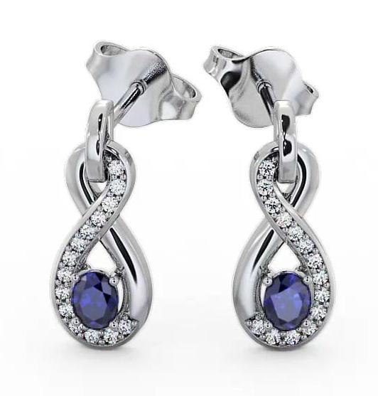 Drop Style Blue Sapphire and Diamond 0.81ct Earrings 18K White Gold ERG36GEM_WG_BS_THUMB1