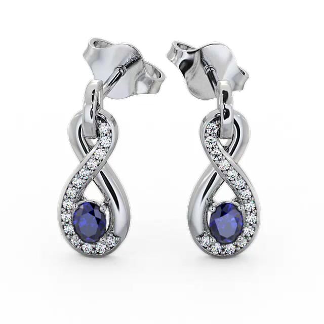 Drop Style Blue Sapphire and Diamond 0.81ct Earrings 18K White Gold - Maren ERG36GEM_WG_BS_EAR