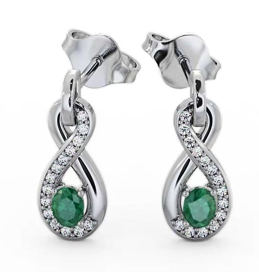 Drop Style Emerald and Diamond 0.61ct Earrings 18K White Gold ERG36GEM_WG_EM_THUMB1