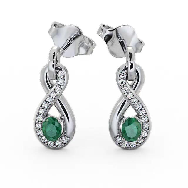 Drop Style Emerald and Diamond 0.61ct Earrings 18K White Gold - Maren ERG36GEM_WG_EM_EAR