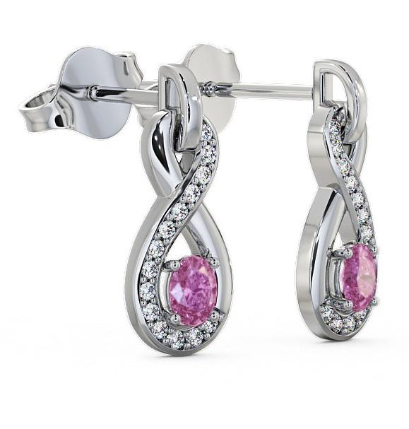Drop Style Pink Sapphire and Diamond 0.81ct Earrings 9K White Gold ERG36GEM_WG_PS_THUMB1 