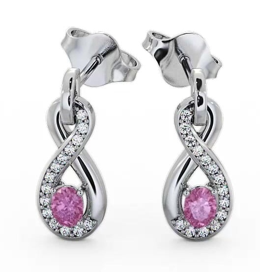 Drop Style Pink Sapphire and Diamond 0.81ct Earrings 18K White Gold ERG36GEM_WG_PS_THUMB1