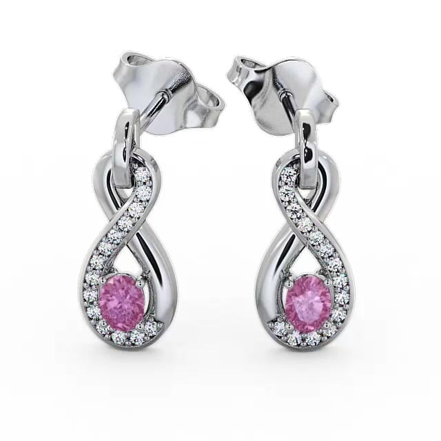 Drop Style Pink Sapphire and Diamond 0.81ct Earrings 18K White Gold - Maren ERG36GEM_WG_PS_EAR