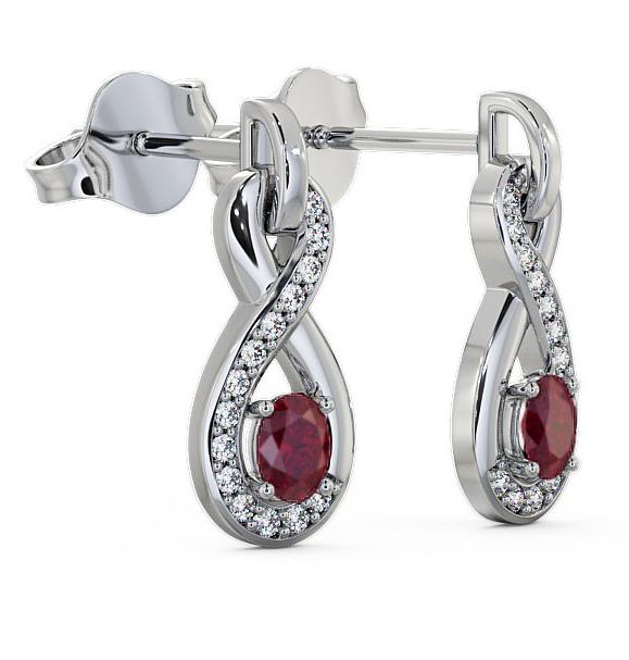 Drop Style Ruby and Diamond 0.81ct Earrings 18K White Gold ERG36GEM_WG_RU_THUMB1 