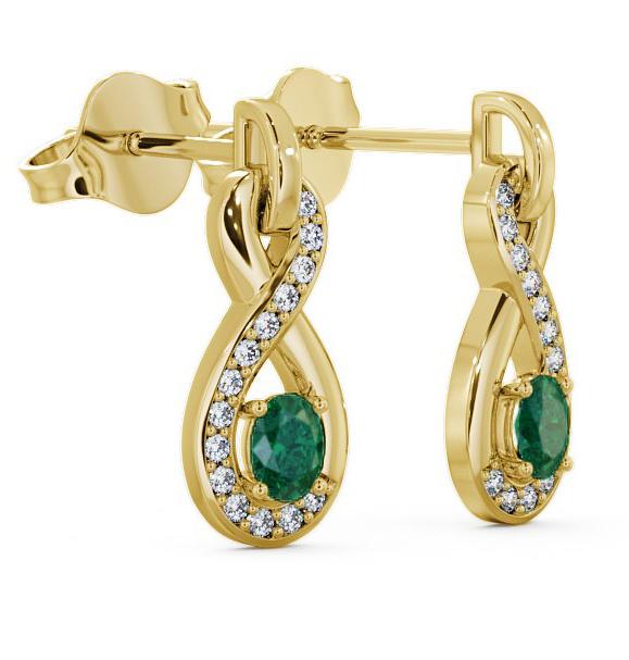 Drop Style Emerald and Diamond 0.61ct Earrings 9K Yellow Gold ERG36GEM_YG_EM_THUMB1 