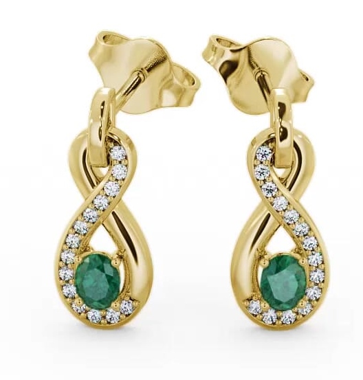 Drop Style Emerald and Diamond 0.61ct Earrings 9K Yellow Gold ERG36GEM_YG_EM_THUMB1