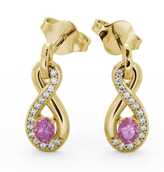 Drop Style Pink Sapphire and Diamond 0.81ct Earrings 9K Yellow Gold ERG36GEM_YG_PS_THUMB1