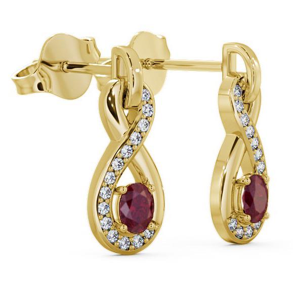 Drop Style Ruby and Diamond 0.81ct Earrings 18K Yellow Gold ERG36GEM_YG_RU_THUMB1 