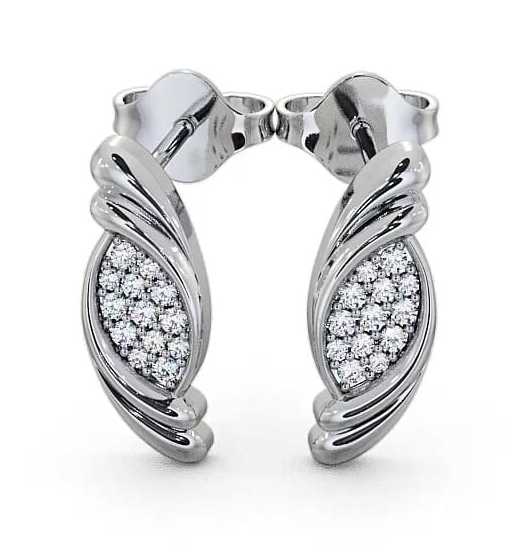Cluster Round Diamond Marquise Design Earrings 9K White Gold ERG37_WG_THUMB1