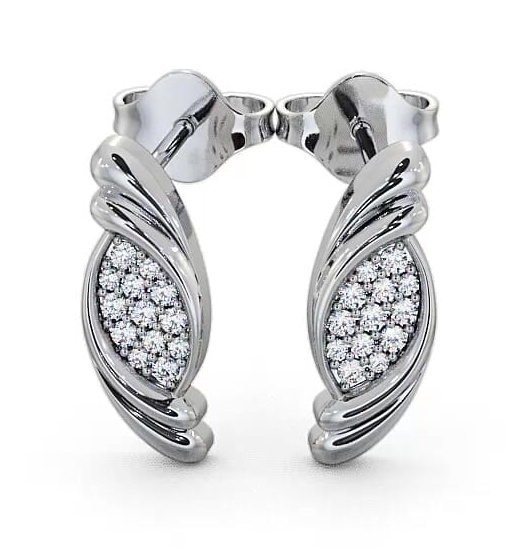 Cluster Round Diamond Marquise Design Earrings In Silver ERG37_WG_THUMB2 