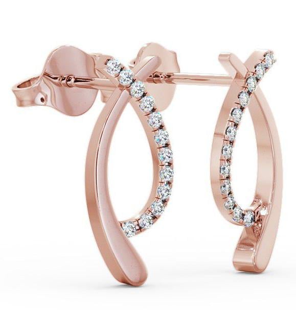 Crossover Round Diamond Ribbon Design Earrings 18K Rose Gold ERG38_RG_THUMB1 