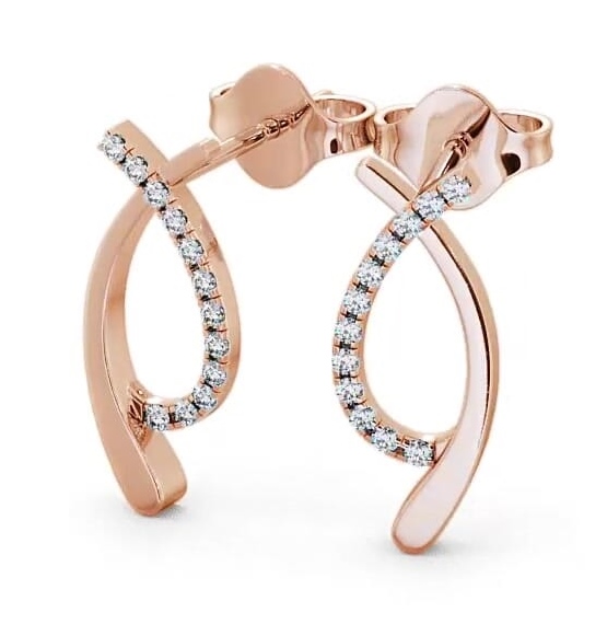 Crossover Round Diamond Ribbon Design Earrings 9K Rose Gold ERG38_RG_THUMB1