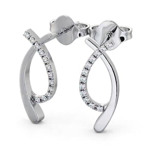Crossover Round Diamond Ribbon Design Earrings 18K White Gold ERG38_WG_THUMB2 