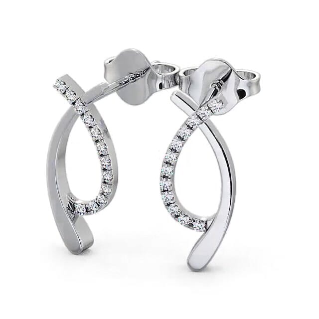 Crossover Round Diamond Earrings 18K White Gold - Gabrielle ERG38_WG_EAR