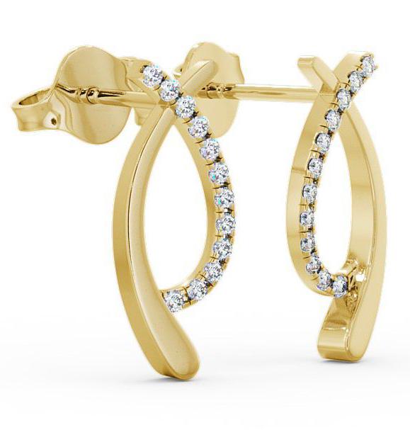 Crossover Round Diamond Ribbon Design Earrings 18K Yellow Gold ERG38_YG_THUMB1 