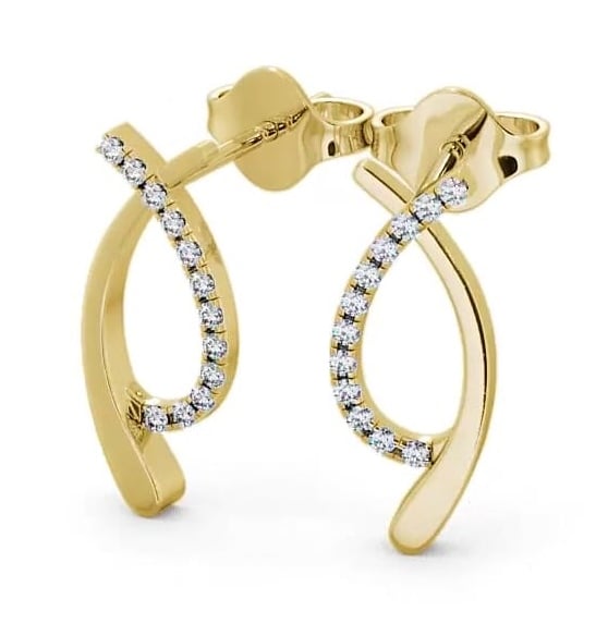 Crossover Round Diamond Ribbon Design Earrings 9K Yellow Gold ERG38_YG_THUMB1