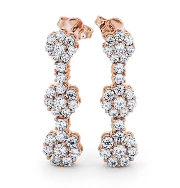 Drop Diamond Cluster Style Earrings 9K Rose Gold ERG39_RG_THUMB1
