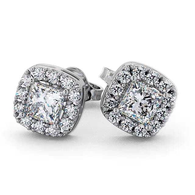 Halo Princess Diamond Earrings 18K White Gold - Yuri ERG3_WG_EAR