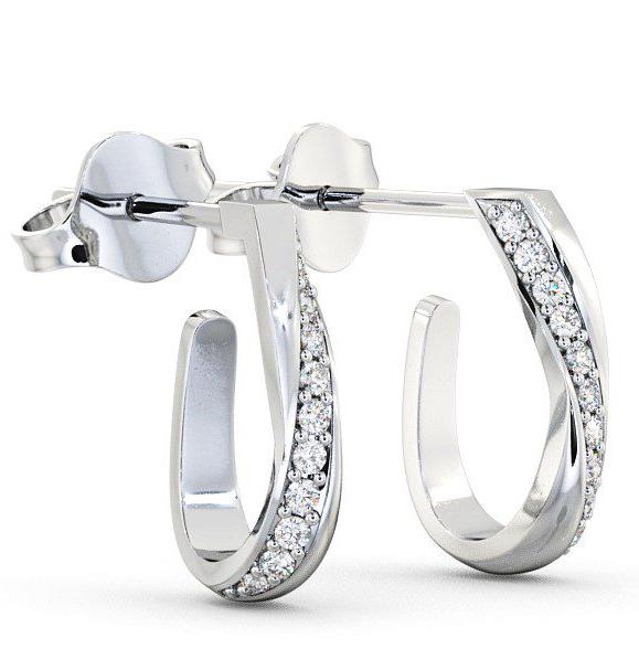 Hoop Round Diamond 0.13ct Offset Channel Earrings 18K White Gold ERG40_WG_THUMB1 