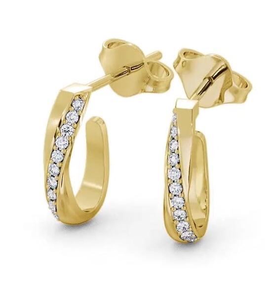 Hoop Round Diamond 0.13ct Offset Channel Earrings 9K Yellow Gold ERG40_YG_THUMB2 