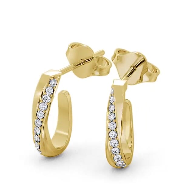 Hoop Round Diamond 0.13ct Earrings 9K Yellow Gold - Danya ERG40_YG_EAR