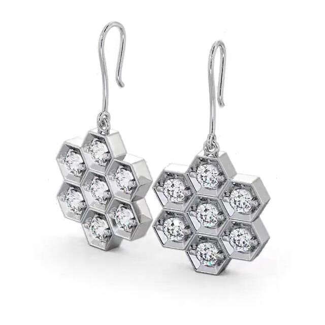 Drop Round Diamond Earrings 18K White Gold - Macey ERG42_WG_EAR