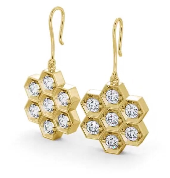Drop Round Diamond Contemporary Style Earrings 18K Yellow Gold erg42_yg_thumb1.jpg
