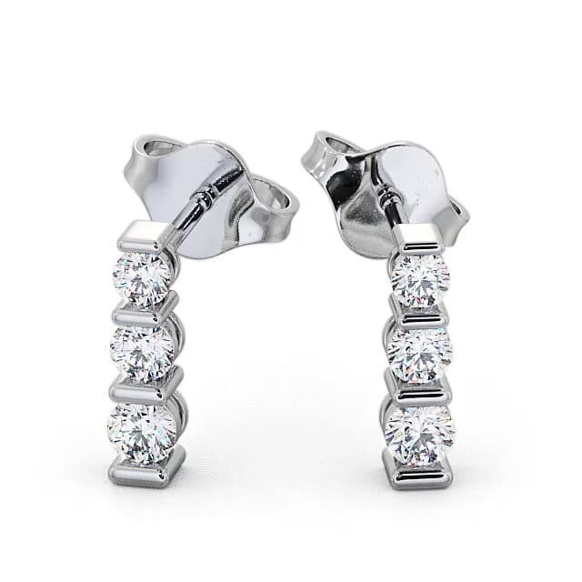 Journey Round Diamond Earrings 18K White Gold - Ellie ERG43_WG_EAR