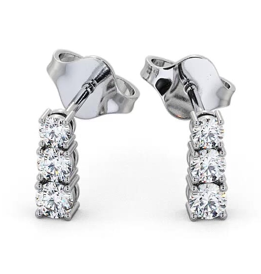 Journey Round Diamond Prong Set Earrings 18K White Gold ERG44_WG_THUMB2 