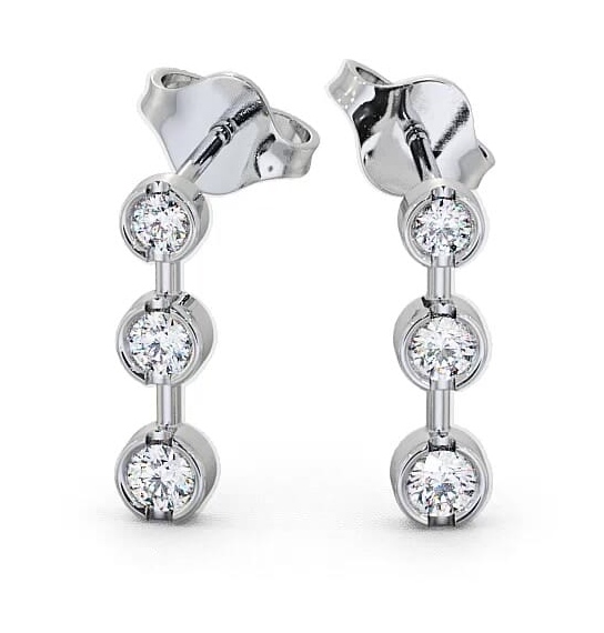 Journey Round Diamond Bezel Set Earrings 18K White Gold ERG45_WG_THUMB2 