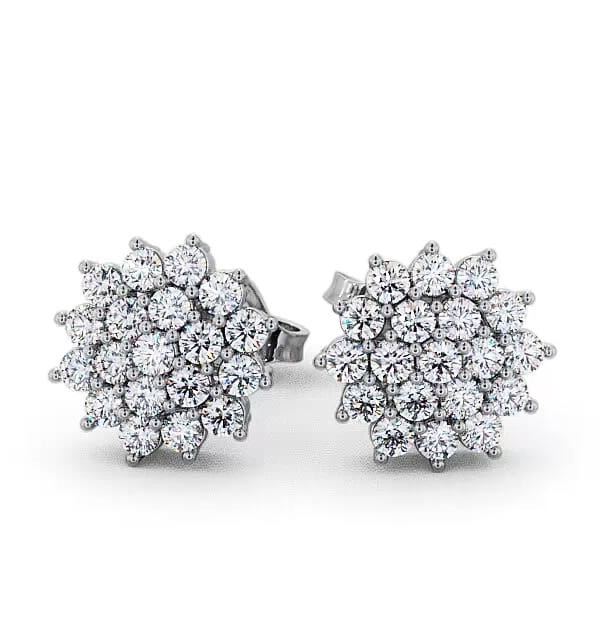 Cluster Round Diamond Glamorous Earrings 18K White Gold ERG46_WG_THUMB1