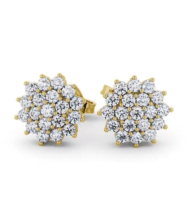 Cluster Round Diamond Glamorous Earrings 18K Yellow Gold ERG46_YG_THUMB2 
