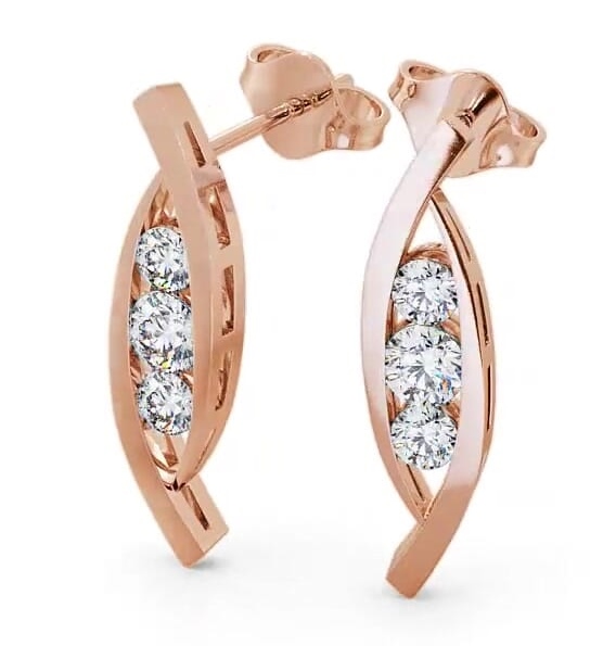 Journey Round Diamond Channel Set Earrings 9K Rose Gold ERG47_RG_THUMB1