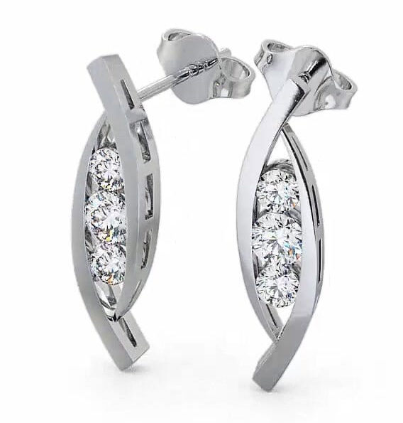 Journey Round Diamond Channel Set Earrings 18K White Gold ERG47_WG_THUMB2 