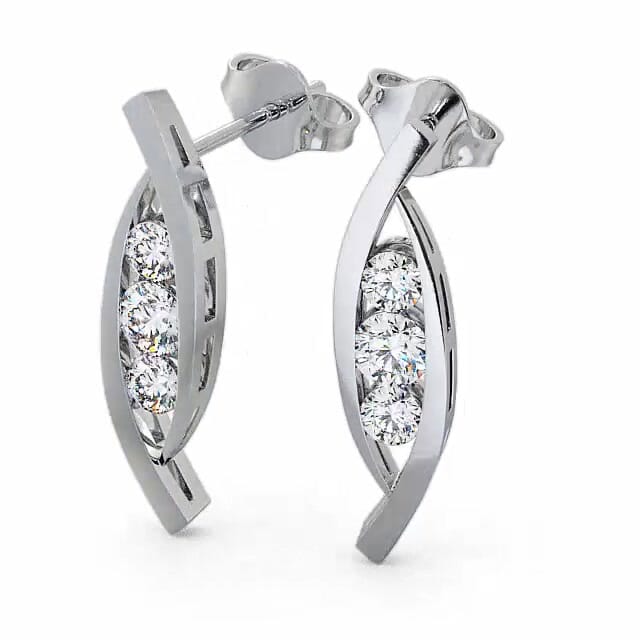 Journey Round Diamond Earrings 18K White Gold - Braylee ERG47_WG_EAR