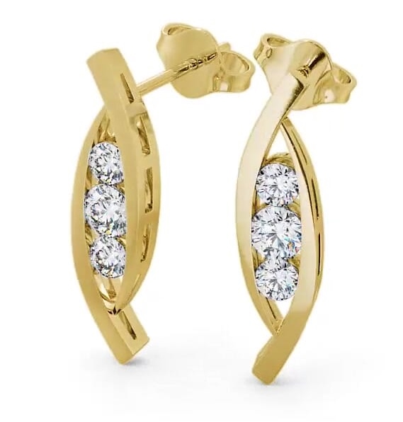 Journey Round Diamond Channel Set Earrings 18K Yellow Gold ERG47_YG_THUMB1