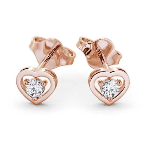 Heart Shaped Round Diamond Stud Earrings 18K Rose Gold ERG48_RG_THUMB2 