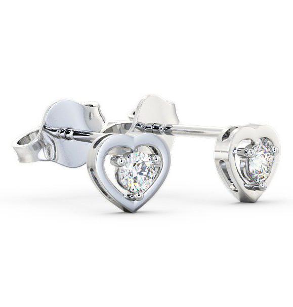 Heart Shaped Round Diamond Stud Earrings 18K White Gold ERG48_WG_THUMB1 