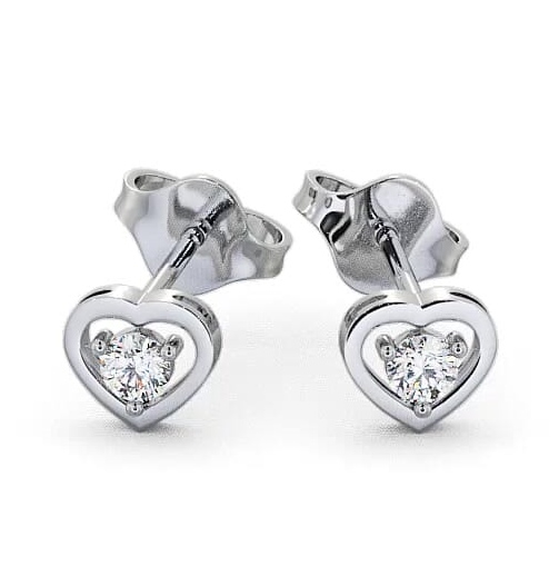 Heart Shaped Round Diamond Stud Earrings 9K White Gold ERG48_WG_THUMB2 