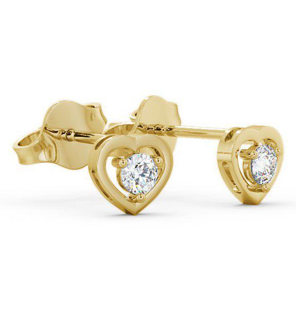 Heart Shaped Round Diamond Stud Earrings 9K Yellow Gold ERG48_YG_THUMB1 