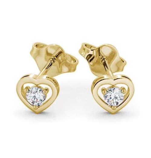 Heart Shaped Round Diamond Stud Earrings 9K Yellow Gold ERG48_YG_THUMB2 
