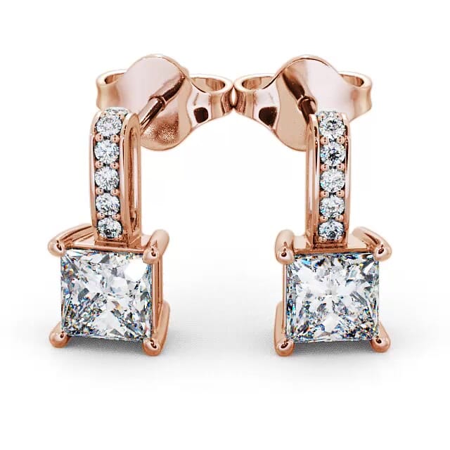 Drop Princess Diamond Earrings 18K Rose Gold - Natalya ERG4_RG_EAR