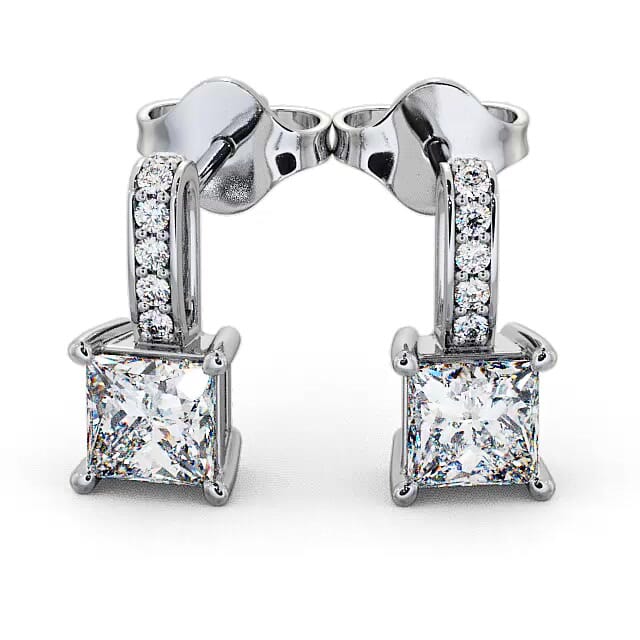 Drop Princess Diamond Earrings 9K White Gold - Natalya ERG4_WG_EAR