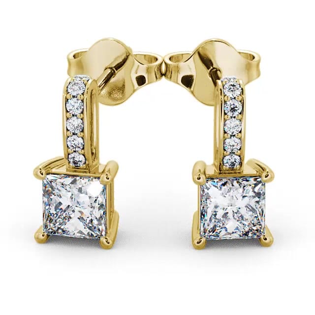 Drop Princess Diamond Earrings 9K Yellow Gold - Natalya ERG4_YG_EAR