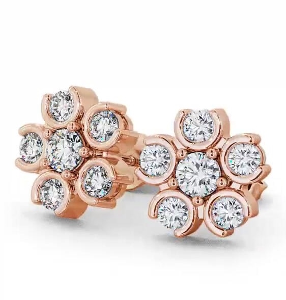 Cluster Round Diamond Earrings 9K Rose Gold ERG50_RG_THUMB1