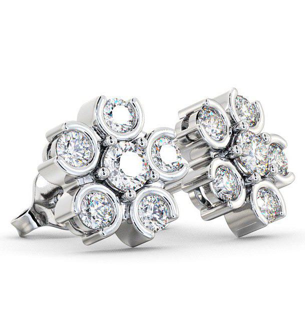 Cluster Round Diamond Earrings 18K White Gold ERG50_WG_THUMB1 