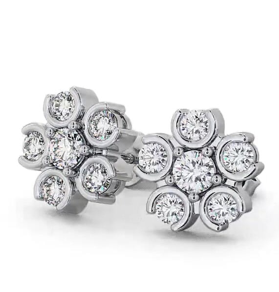 Cluster Round Diamond Earrings 9K White Gold ERG50_WG_THUMB2 