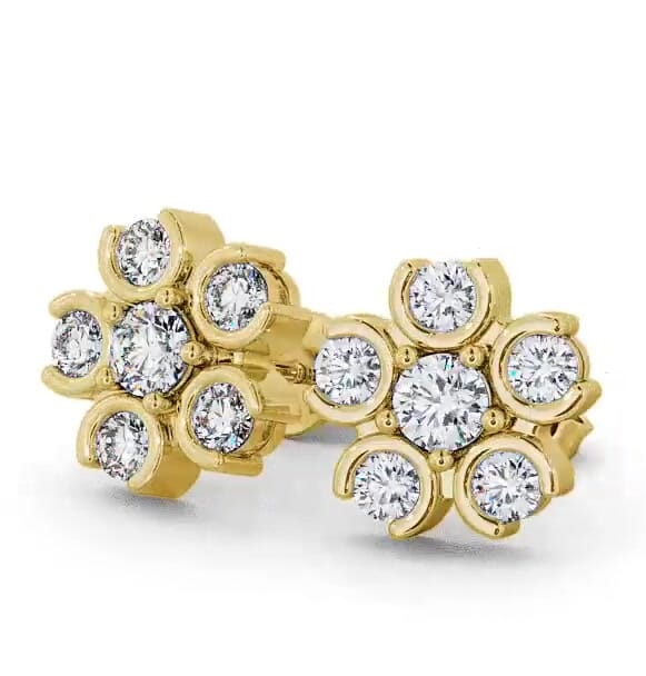 Cluster Round Diamond Earrings 18K Yellow Gold ERG50_YG_THUMB1
