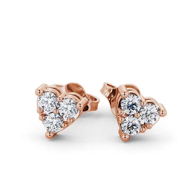 Heart Shaped Cluster Diamond Earrings 18K Rose Gold - Cecily ERG52_RG_EAR