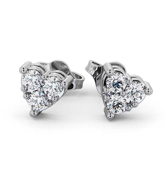 Heart Shaped Cluster Round Diamond Earrings 18K White Gold ERG52_WG_THUMB2 